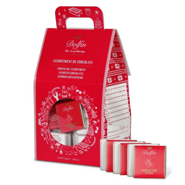 Dolfin Winter X-Mas 6 forskellige chokolader  5g i gaveske med 50 stk.