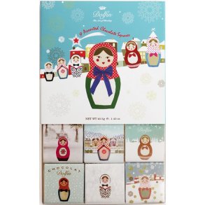 Dolfin Winter 6 var. chokolader  5g i gaveske med 9 stk.